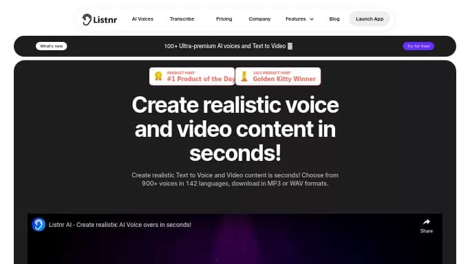 Listnr — платная нейросеть   для создания голоса. Бесплатная версия с ограниченным функционалом, есть платные тарифы.