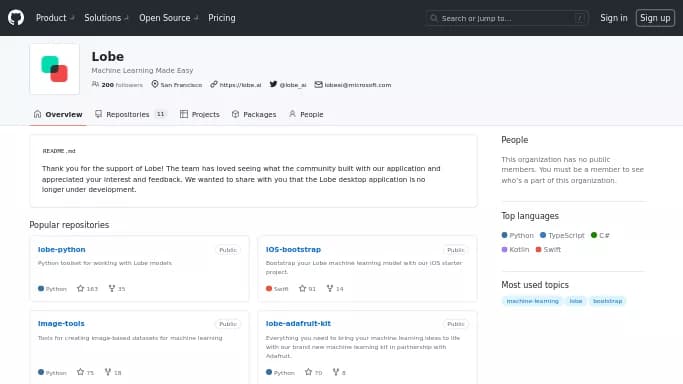 Lobe — бесплатная нейросеть   для no Code/Low Code разработки. 
