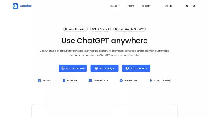 Lunabot — бесплатная нейросеть   для написания текста. Бесплатная версия с ограниченным функционалом, есть платные тарифы.