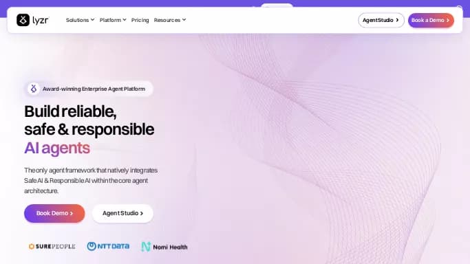 Lyzr — бесплатная нейросеть  , автономные ИИ (AGI),  для маркетинга,  помогающие в управлении персоналом. Бесплатная версия с ограниченным функционалом, есть платные тарифы.