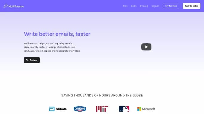 MailMaestro — бесплатная нейросеть   для работы с электронной почтой,  помогающие в управлении персоналом. Бесплатная версия с ограниченным функционалом, есть платные тарифы.