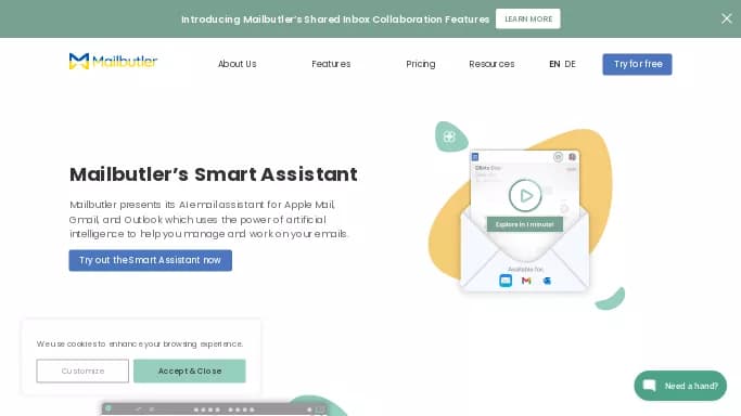 Mailbutler AI — бесплатная нейросеть   для работы с электронной почтой. Бесплатная версия с ограниченным функционалом, есть платные тарифы.