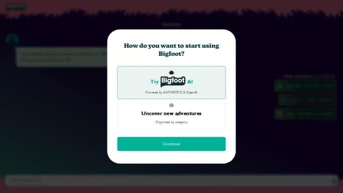 Bigfoot — бесплатная нейросеть   для путешествий. 