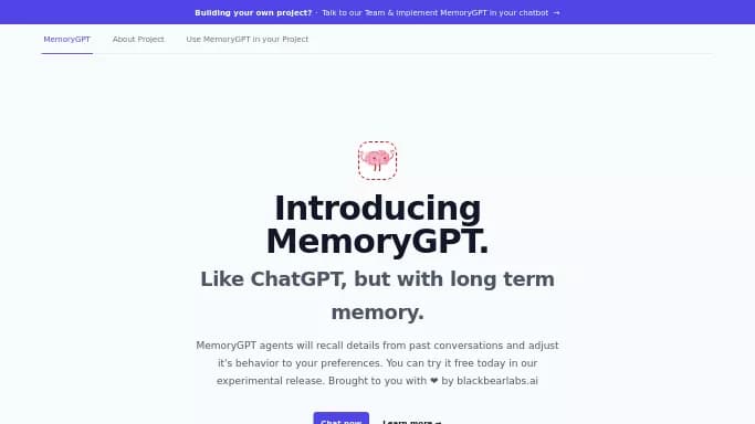 MemoryGPT — бесплатная нейросеть   — чат-бот. 