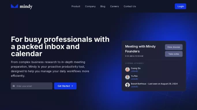Mindy — платная нейросеть   для повышения продуктивности, для помощи в автоматизации,  для работы с электронной почтой,  для маркетинга. 