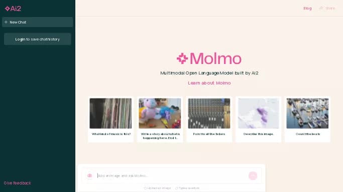 Molmo by Ai2 — бесплатная нейросеть   — чат-бот, , модели LLM. 