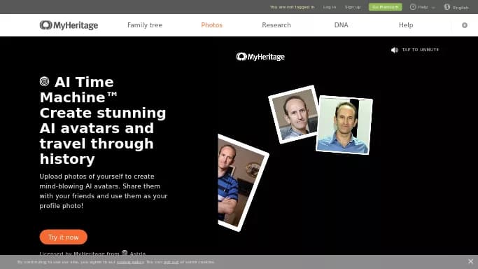 AI Time Machine — бесплатная нейросеть   для развлечений,  для создания аватаров и цифровых 3D персонажей. Бесплатная версия с ограниченным функционалом, есть платные тарифы.