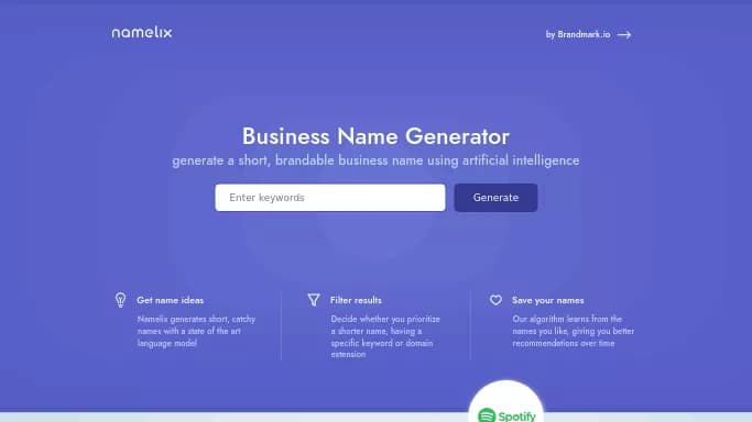 Namelix — бесплатная нейросеть   для маркетинга. 