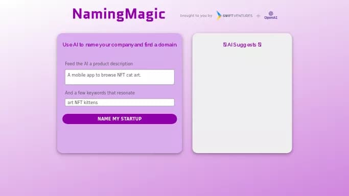Naming Magic — бесплатная нейросеть   для маркетинга. 