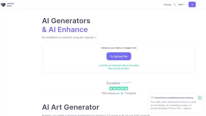 Neural.love — бесплатная нейросеть   для создания изображений. Бесплатная версия с ограниченным функционалом, есть платные тарифы.