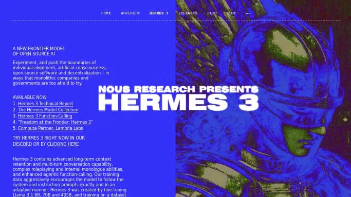 Hermes 3 — бесплатная нейросеть  , модели LLM. 