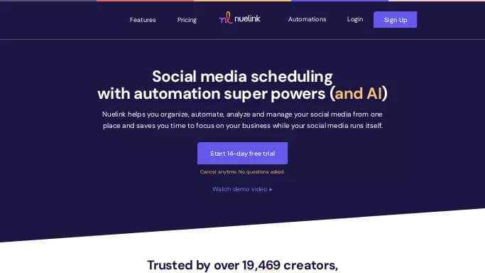 Nuelink — платная нейросеть   для SMM. Бесплатная версия с ограниченным функционалом, есть платные тарифы.