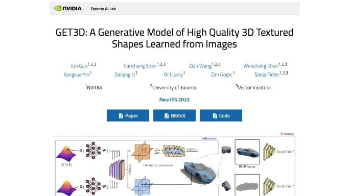 Get3D Nvidia — бесплатная нейросеть   для 3D и анимации. 