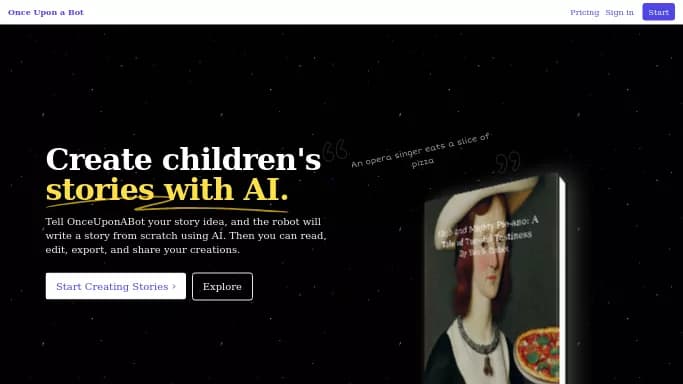 Once Upon A Bot — платная нейросеть   для сторителлинга. Бесплатная версия с ограниченным функционалом, есть платные тарифы.