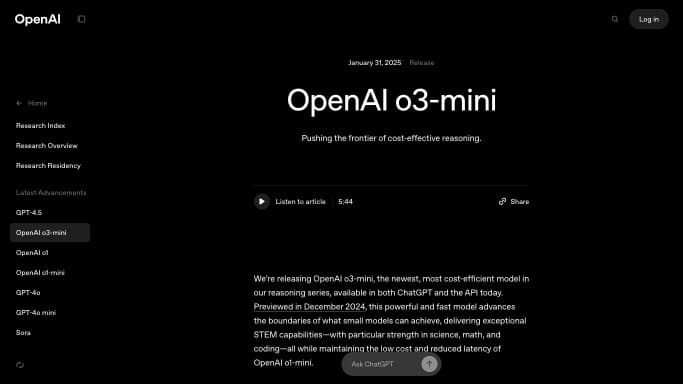 o3-Mini — бесплатная нейросеть  , модели LLM. Бесплатная версия с ограниченным функционалом, есть платные тарифы.