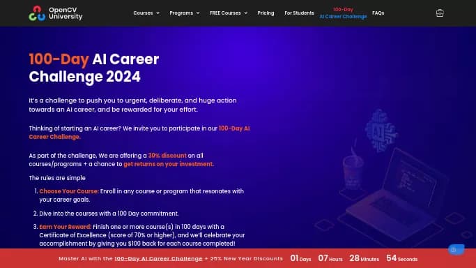 OpenCV University AI — платная нейросеть   для помощи в образовании. Бесплатная версия с ограниченным функционалом, есть платные тарифы.