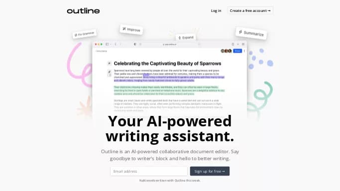 Outline — бесплатная нейросеть   для написания текста. Бесплатная версия с ограниченным функционалом, есть платные тарифы.