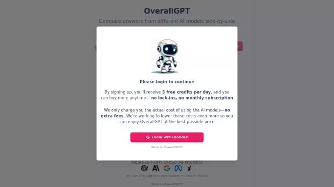 OverallGPT — бесплатная нейросеть   для написания текста,  для копирайтинга,  — чат-бот. Бесплатная версия с ограниченным функционалом, есть платные тарифы.