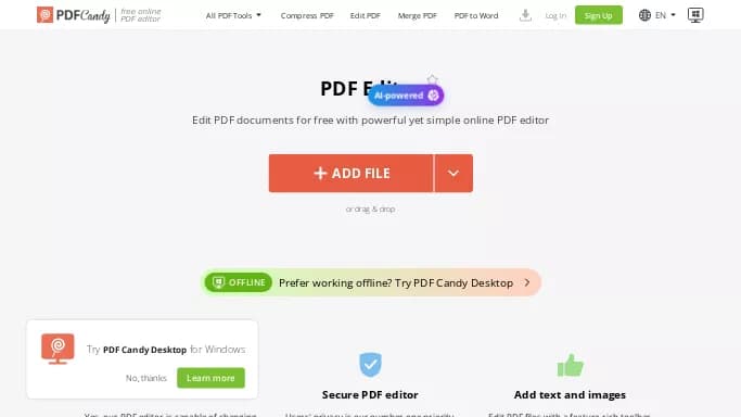 PDF Candy Editor — бесплатная нейросеть   для таблиц и PDF. Бесплатная версия с ограниченным функционалом, есть платные тарифы.