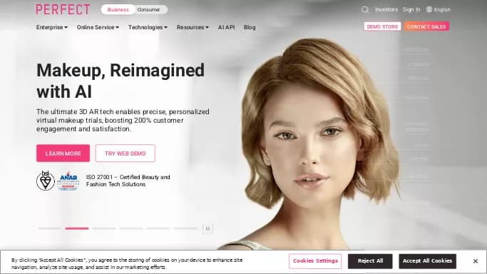 PerfectCorp Business — платная нейросеть   для маркетинга,  для стиля и моды. Бесплатная версия с ограниченным функционалом, есть платные тарифы.