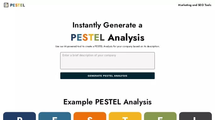 Pestel Analysis — бесплатная нейросеть   для научно-исследовательской деятельности. Бесплатная версия с ограниченным функционалом, есть платные тарифы.