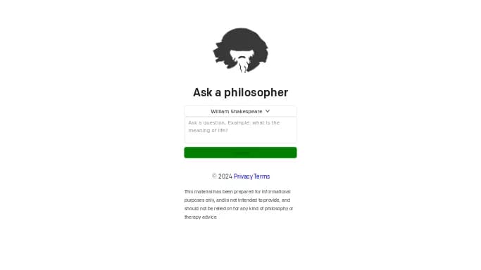 Ask a Philosopher — бесплатная нейросеть   для развлечений. 