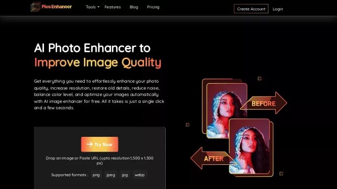 Pics Enhancer — бесплатная нейросеть   для редактирования изображений. Бесплатная версия с ограниченным функционалом, есть платные тарифы.