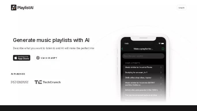 PlaylistAI — бесплатная нейросеть   для развлечений. Бесплатная версия с ограниченным функционалом, есть платные тарифы.