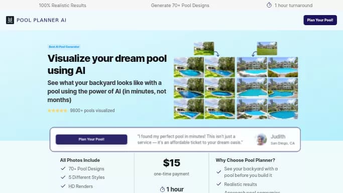 Pool Planner AI — платная нейросеть   для повышения продуктивности. Бесплатная версия с ограниченным функционалом, есть платные тарифы.