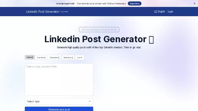 LinkedIn Post Generator — бесплатная нейросеть   для SMM. 
