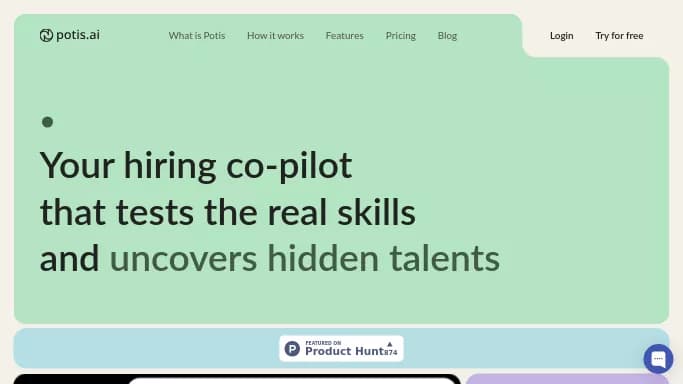 Potis AI — бесплатная нейросеть   помогающие в управлении персоналом,  для повышения продуктивности. Бесплатная версия с ограниченным функционалом, есть платные тарифы.