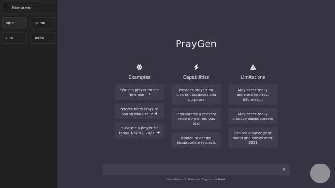 PrayGen — бесплатная нейросеть  , расширения ChatGPT,  для повышения продуктивности. 