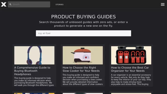 Product Buying Guides — бесплатная нейросеть   для повышения продуктивности. 