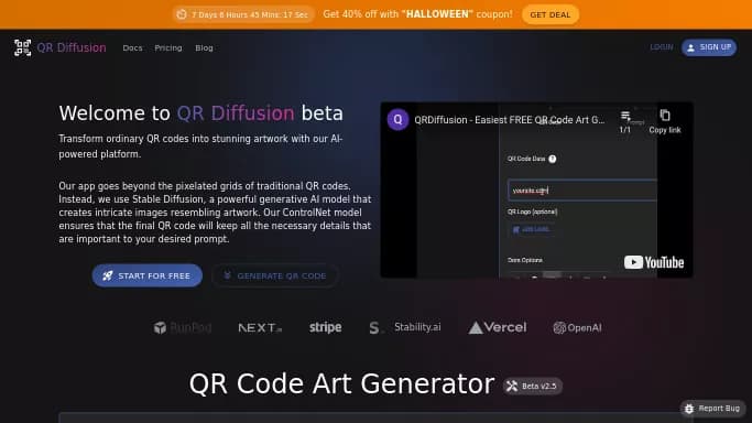 QR Diffusion — бесплатная нейросеть   для создания изображений. Бесплатная версия с ограниченным функционалом, есть платные тарифы.