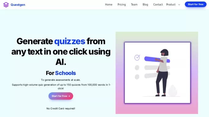 Questgen — платная нейросеть   для помощи в образовании. Бесплатная версия с ограниченным функционалом, есть платные тарифы.