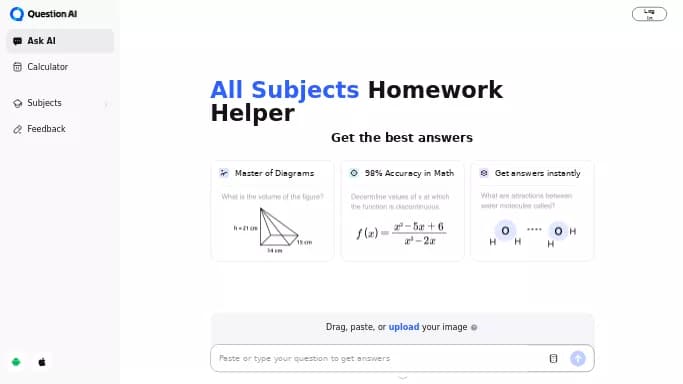 QuestionAI — бесплатная нейросеть   для помощи в образовании. 