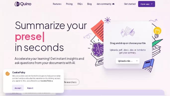 Quino — бесплатная нейросеть   для помощи в образовании. Бесплатная версия с ограниченным функционалом, есть платные тарифы.