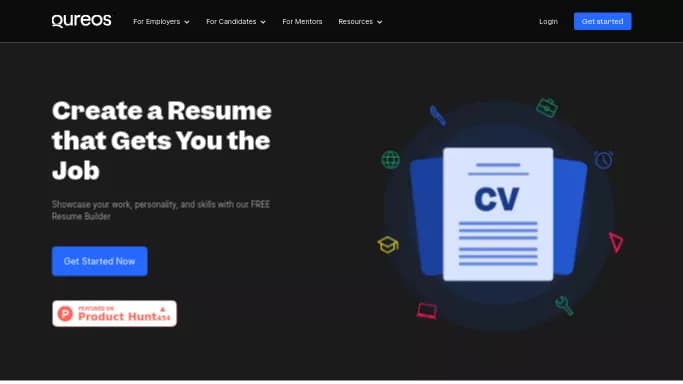 Qureos Resume Builder — бесплатная нейросеть   помогающие в управлении персоналом. 