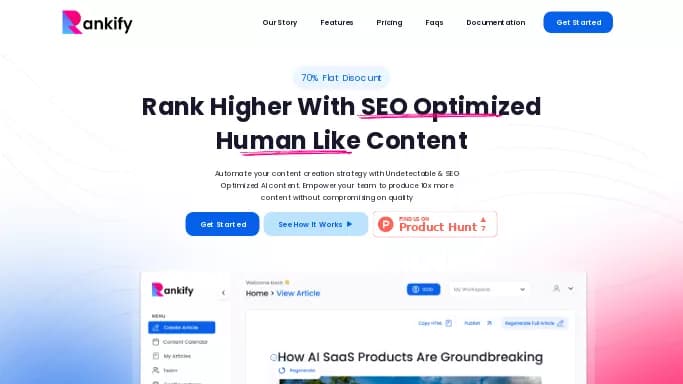 Rankify AI — платная нейросеть   для копирайтинга,  для маркетинга. Бесплатная версия с ограниченным функционалом, есть платные тарифы.