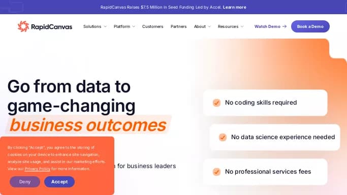RapidCanvas — платная нейросеть   для no Code/Low Code разработки. 