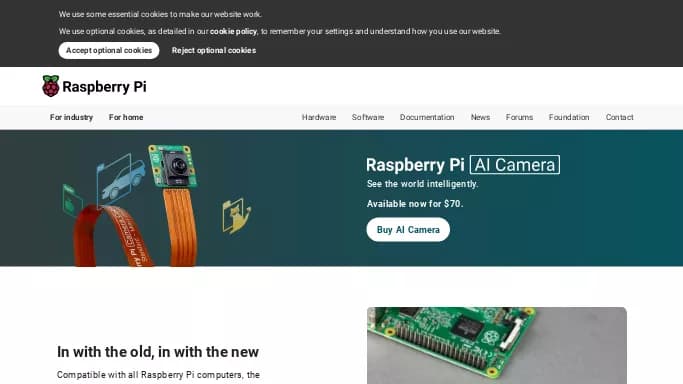 Raspberry Pi AI Camera — платная нейросеть  в робототехнике и различных устройствах. Бесплатная версия с ограниченным функционалом, есть платные тарифы.