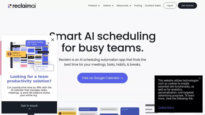 Reclaim AI — бесплатная нейросеть   для маркетинга,  для повышения продуктивности. Бесплатная версия с ограниченным функционалом, есть платные тарифы.