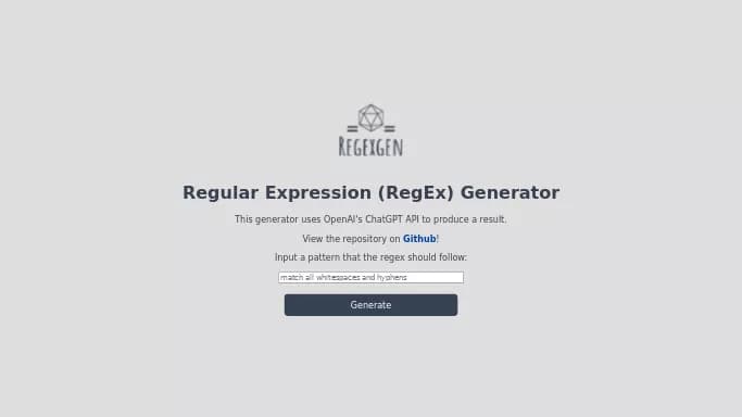 RegEx Generator — бесплатная нейросеть   для разработки программного обеспечения. 