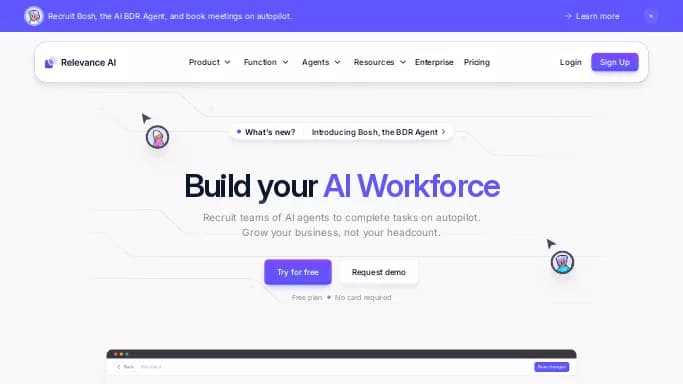 Relevance AI — бесплатная нейросеть  , автономные ИИ (AGI), для помощи в автоматизации. Бесплатная версия с ограниченным функционалом, есть платные тарифы.