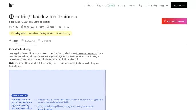 Flux-Dev-Lora-Trainer — платная нейросеть   для создания изображений, , модели LLM. Бесплатная версия с ограниченным функционалом, есть платные тарифы.