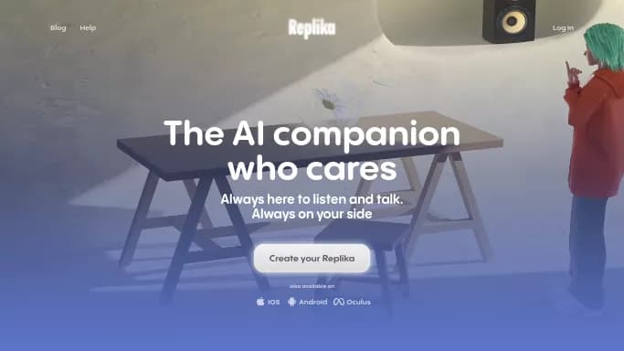 Replika — бесплатная нейросеть   для повышения продуктивности, для помощи в автоматизации,  — чат-бот. Бесплатная версия с ограниченным функционалом, есть платные тарифы.