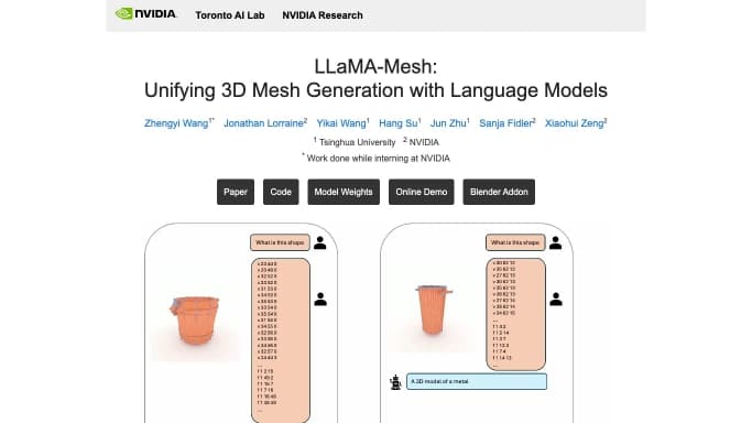 LLaMA-Mesh — бесплатная нейросеть   для 3D и анимации. 