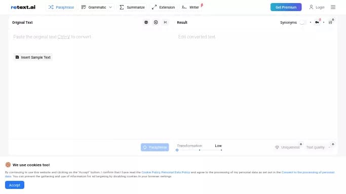 ReText AI — бесплатная нейросеть   для копирайтинга,  для суммаризации текста. Бесплатная версия с ограниченным функционалом, есть платные тарифы.