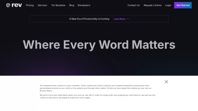 Rev — платная нейросеть   для транскрибации аудио и видео,  для повышения продуктивности,  для помощи в образовании,  для редактирования аудио. Бесплатная версия с ограниченным функционалом, есть платные тарифы.