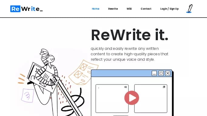 Rewriteit AI — бесплатная нейросеть   для копирайтинга. 